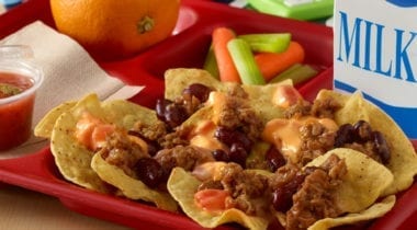 veggie nachos on school tray